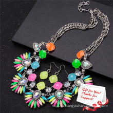 Belleza Buena Calidad Multicolor Rhinestone Crystal Statement Necklace Regalos